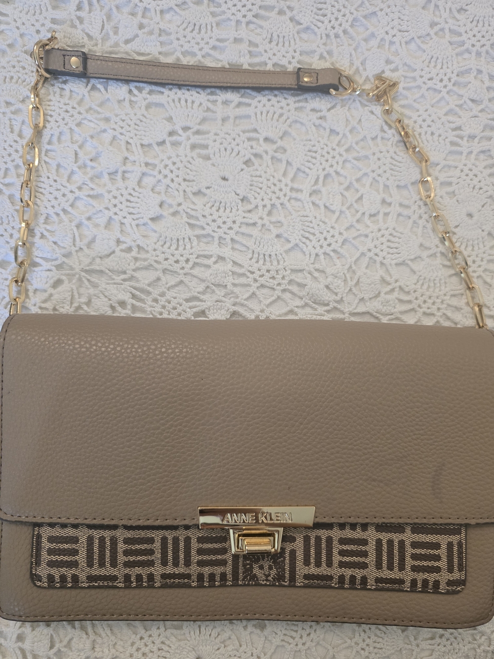 Anne Klein Taupe Chain-Handle Shoulder Bag